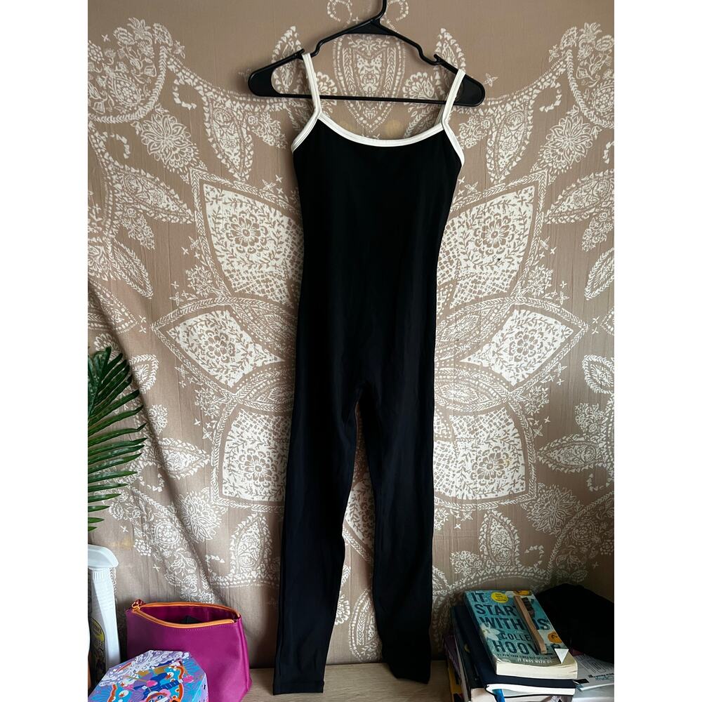 ADANOLA Ultimate Piping Scoop Unitard Jumpsuit Black Scoop Back Size XS - Picture 2 of 5